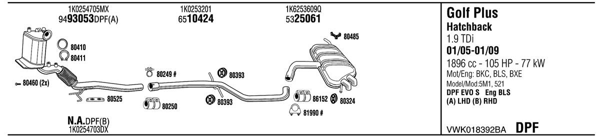 Walker VWK018392BA Exhaust system VWK018392BA