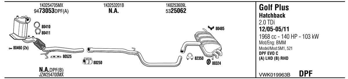 Walker VWK019963B Exhaust system VWK019963B