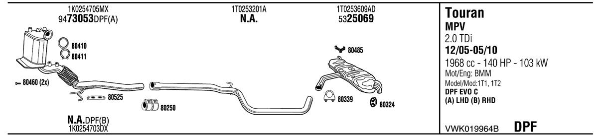 Walker VWK019964B Exhaust system VWK019964B