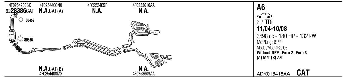 Walker ADK018415AA Exhaust system ADK018415AA