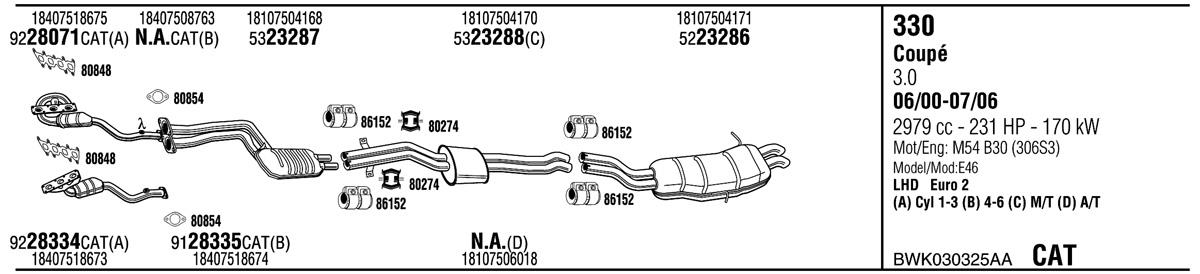 Walker BWK030325AA Exhaust system BWK030325AA