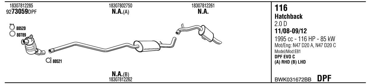 Walker BWK031672BB Exhaust system BWK031672BB