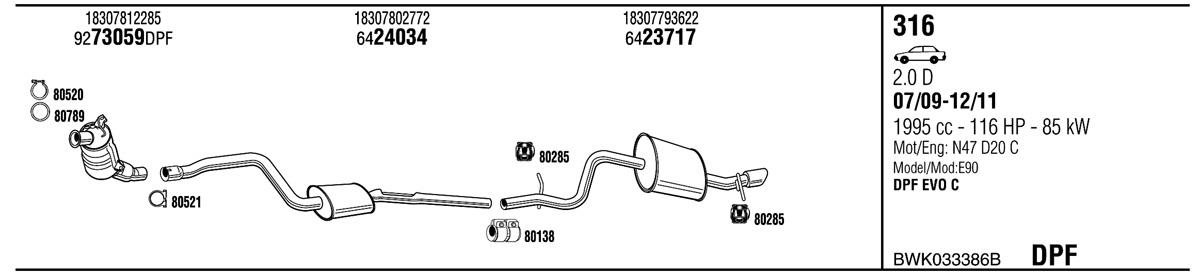 Walker BWK033386B Exhaust system BWK033386B