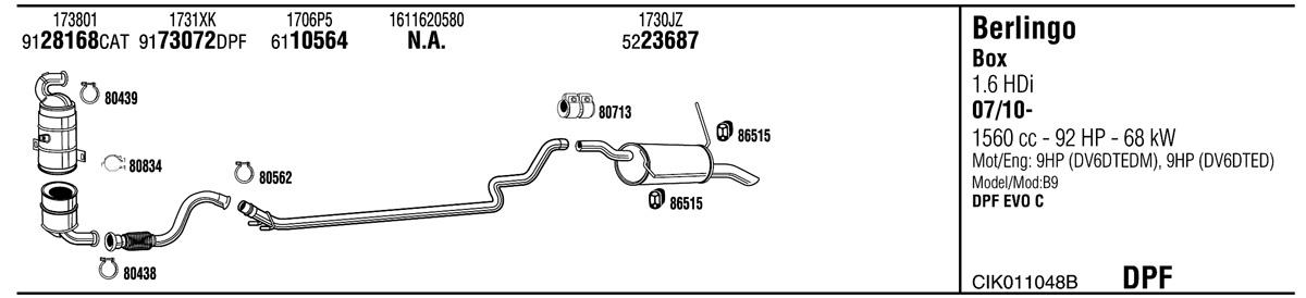 Walker CIK011048B Exhaust system CIK011048B