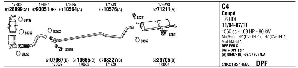 Walker CIK018344BA Exhaust system CIK018344BA