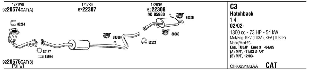 Walker CIK023183AA Exhaust system CIK023183AA