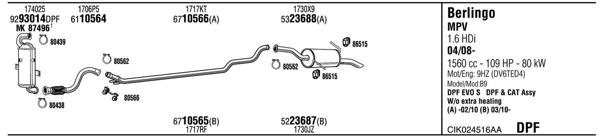 Walker CIK024516AA Exhaust system CIK024516AA