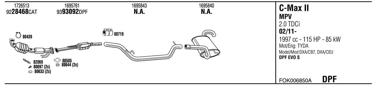 Walker FOK006850A Exhaust system FOK006850A