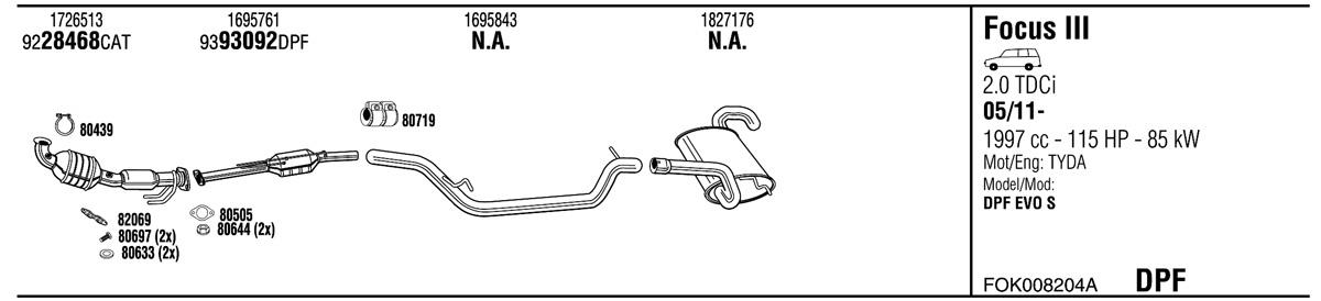 Walker FOK008204A Exhaust system FOK008204A