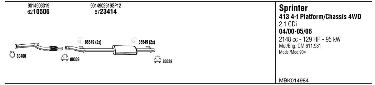 Walker MBK014984 Exhaust system MBK014984