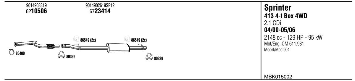 Walker MBK015002 Exhaust system MBK015002