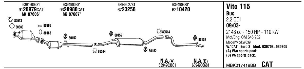 Walker MBK017418BB Exhaust system MBK017418BB