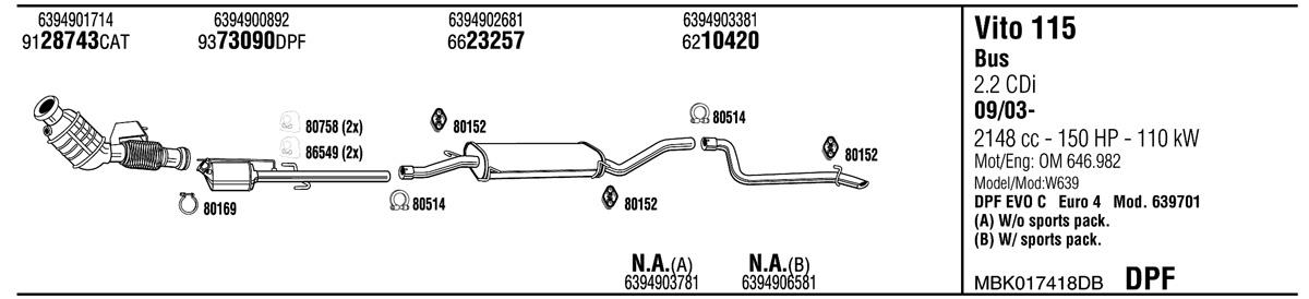 Walker MBK017418DB Exhaust system MBK017418DB