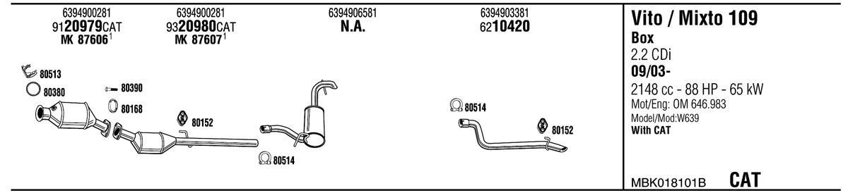 Walker MBK018101B Exhaust system MBK018101B