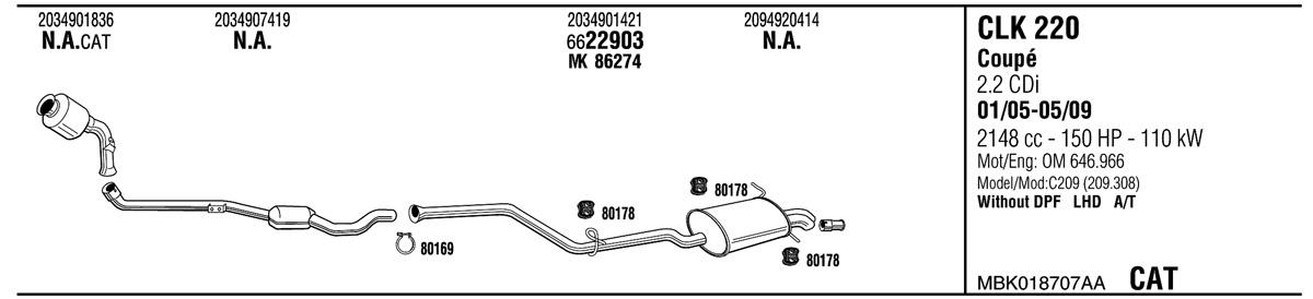 Walker MBK018707AA Exhaust system MBK018707AA