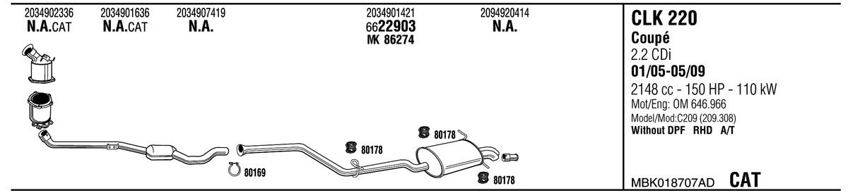 Walker MBK018707AD Exhaust system MBK018707AD