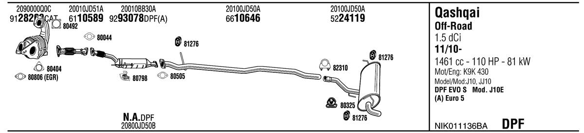 Walker NIK011136BA Exhaust system NIK011136BA