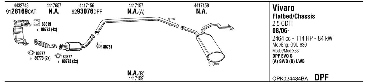 Walker OPK024434BA Exhaust system OPK024434BA