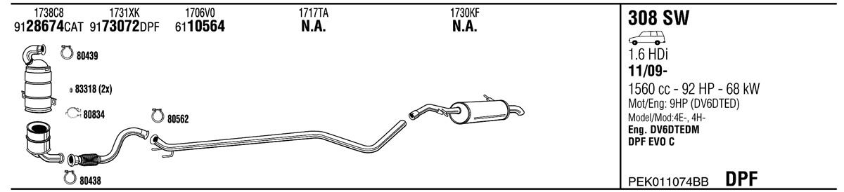 Walker PEK011074BB Exhaust system PEK011074BB