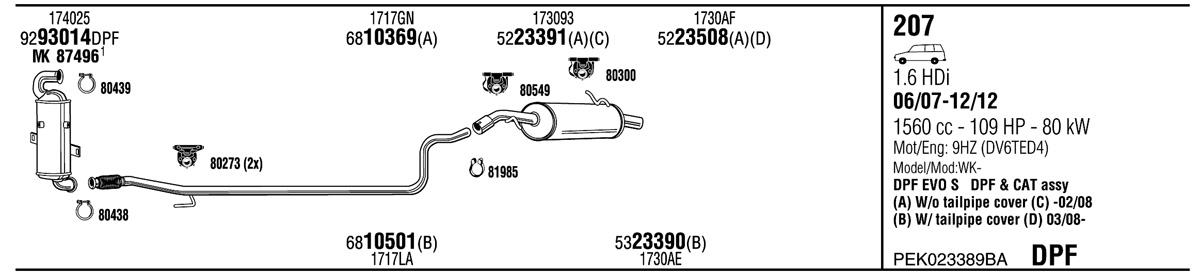 Walker PEK023389BA Exhaust system PEK023389BA