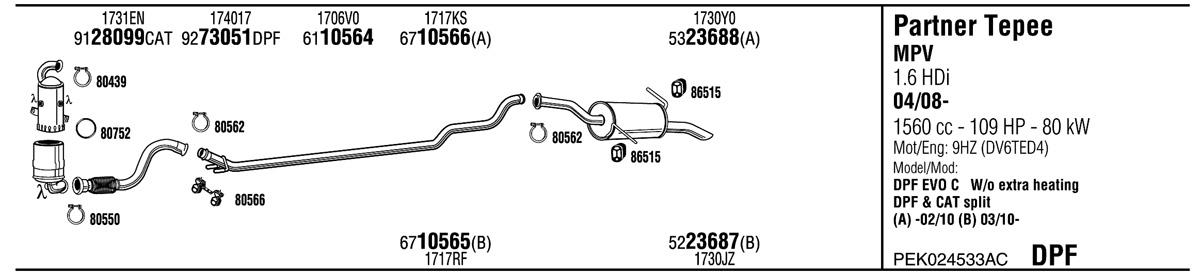 Walker PEK024533AC Exhaust system PEK024533AC