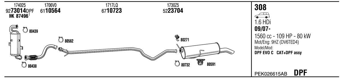 Walker PEK026615AB Exhaust system PEK026615AB