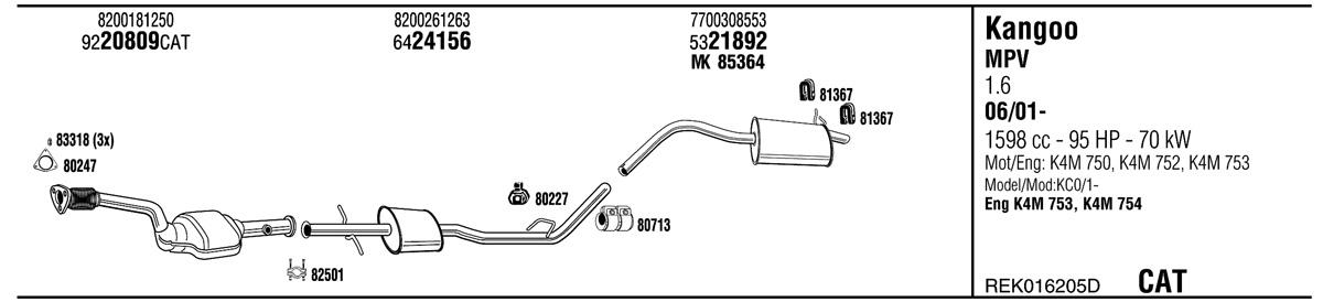 Walker REK016205D Exhaust system REK016205D