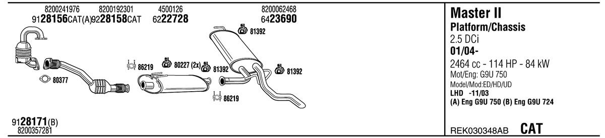 Walker REK030348AB Exhaust system REK030348AB