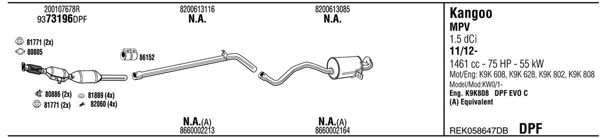 Walker REK058647DB Exhaust system REK058647DB