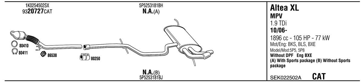 Walker SEK022502A Exhaust system SEK022502A