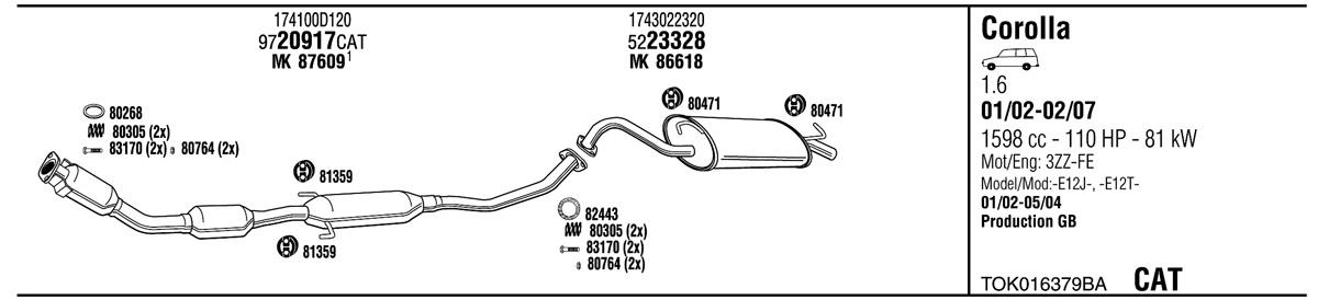 Walker TOK016379BA Exhaust system TOK016379BA