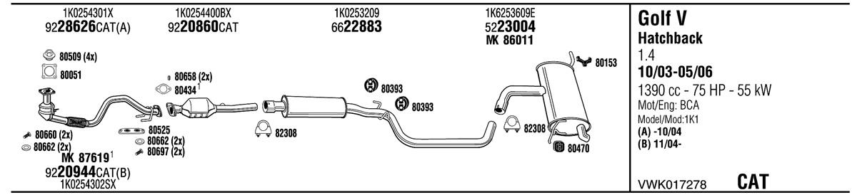 Walker VWK017278 Exhaust system VWK017278