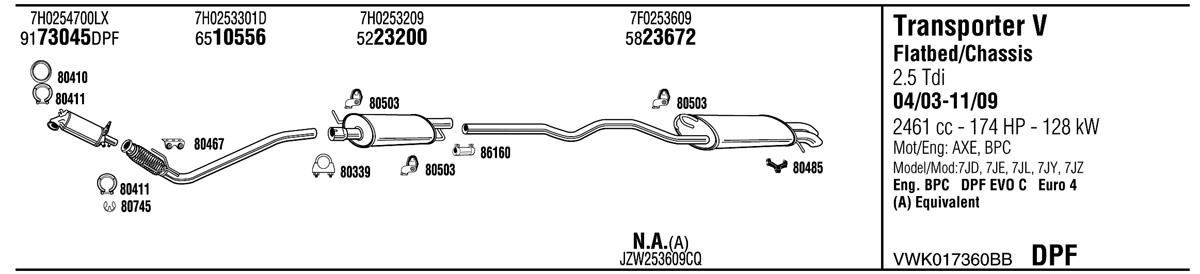 Walker VWK017360BB Exhaust system VWK017360BB