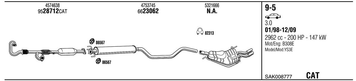 Walker SAK008777 Muffler assy SAK008777