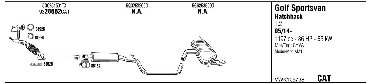 Walker VWK105738 Muffler assy VWK105738