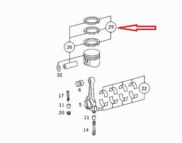 Mercedes A 002 030 56 24 Piston Ring Kit A0020305624