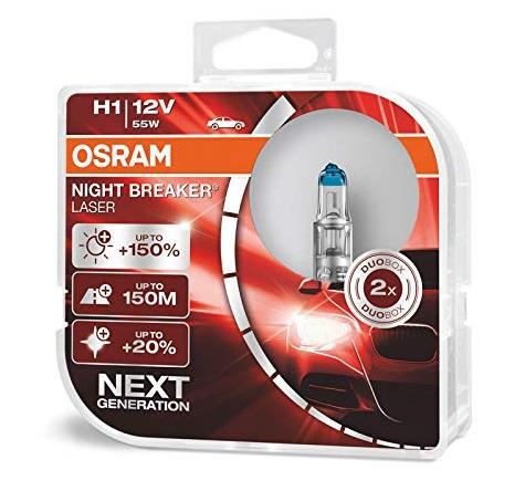 Halogen lamp Osram Night Breaker Laser +150% 12V H1 55W +150% Osram 64150NL-HCB