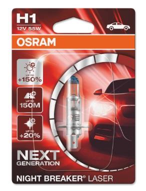 Osram 64150NL-01B Halogen lamp Osram Night Breaker Laser +150% 12V H1 55W +150% 64150NL01B