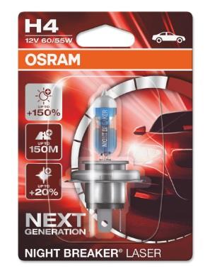 Halogen lamp Osram Night Breaker Laser +150% 12V H4 60&#x2F;55W +150% Osram 64193NL-01B