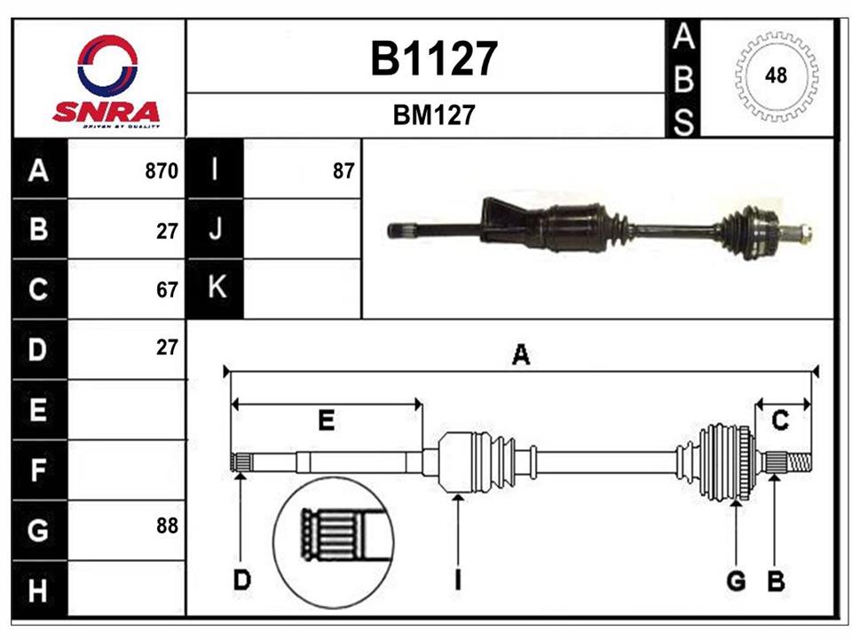 SNRA B1127 Drive shaft B1127