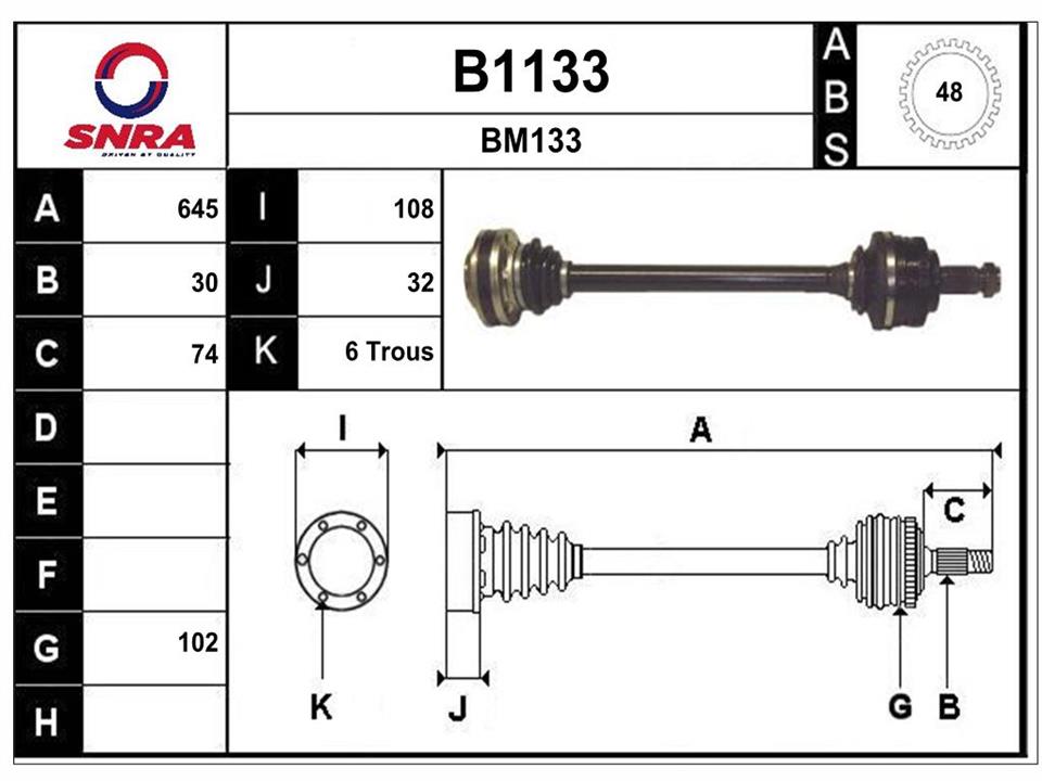 SNRA B1133 Drive shaft B1133