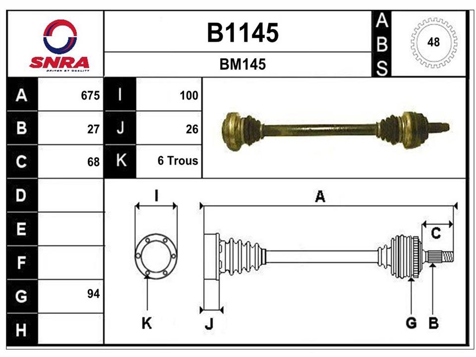 SNRA B1145 Drive shaft B1145
