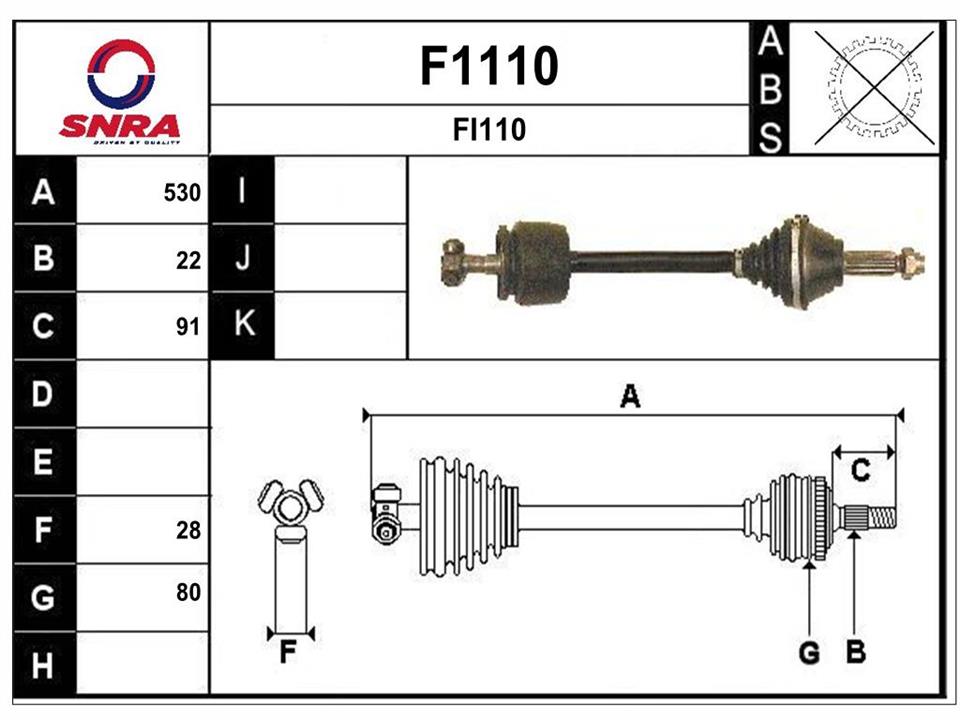 SNRA F1110 Drive shaft F1110