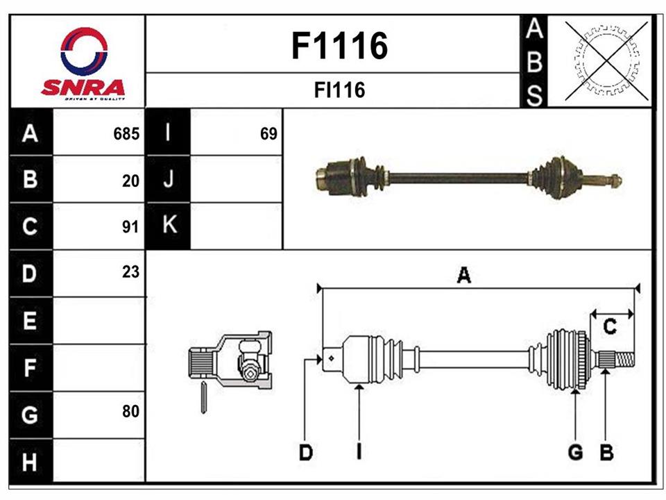 SNRA F1116 Drive shaft F1116