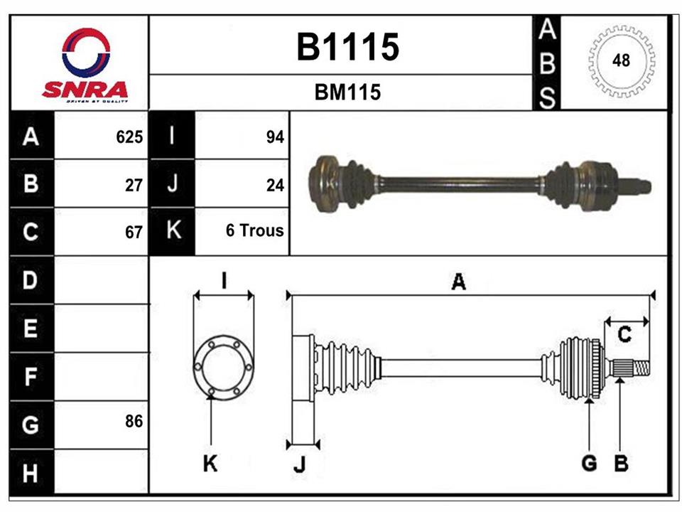 SNRA B1115 Drive shaft B1115