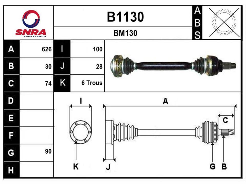 SNRA B1130 Drive shaft B1130