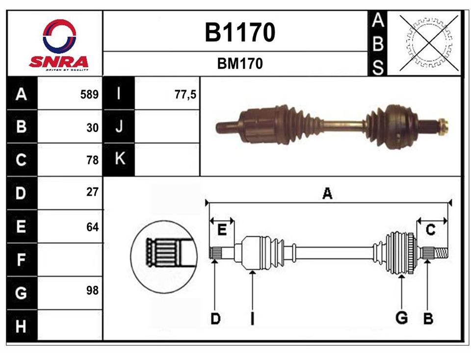 SNRA B1170 Drive shaft B1170
