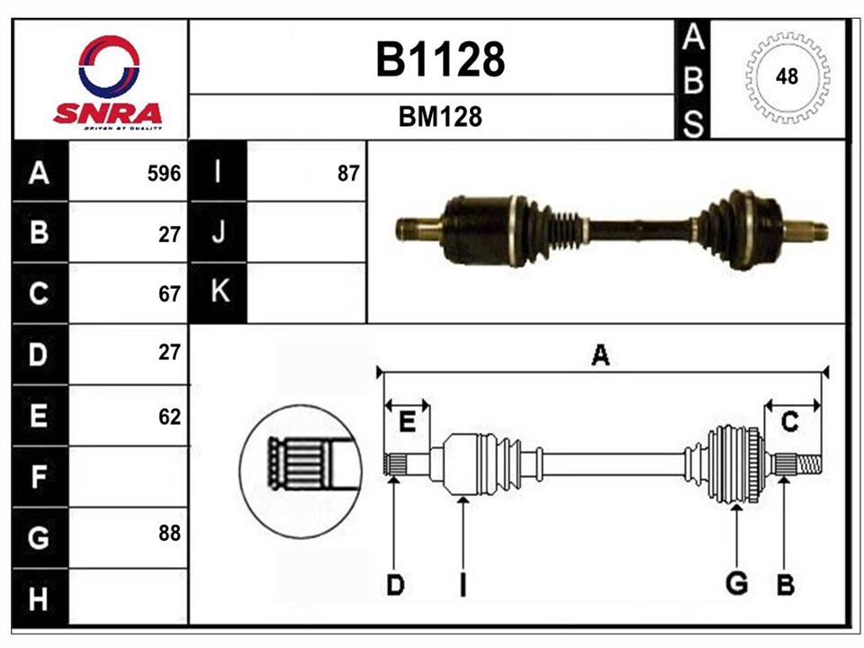 SNRA B1128 Drive shaft B1128