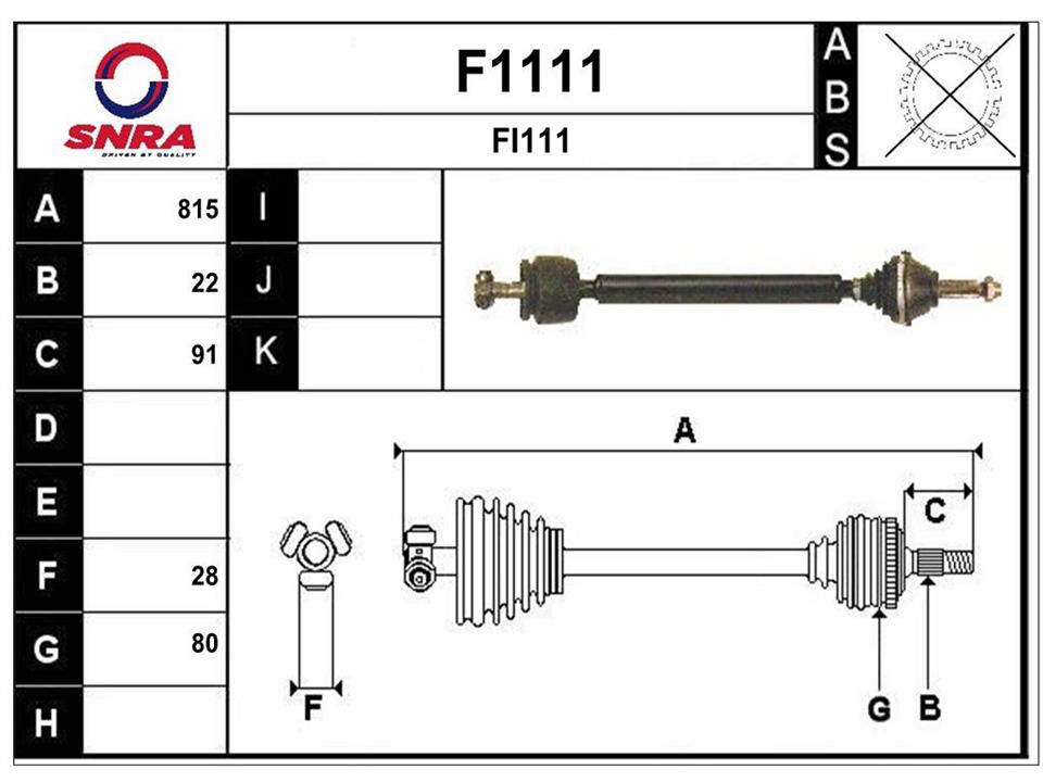 SNRA F1111 Drive shaft F1111