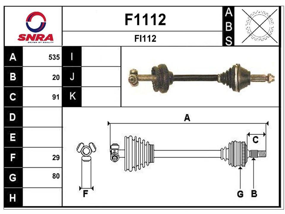 SNRA F1112 Drive shaft F1112